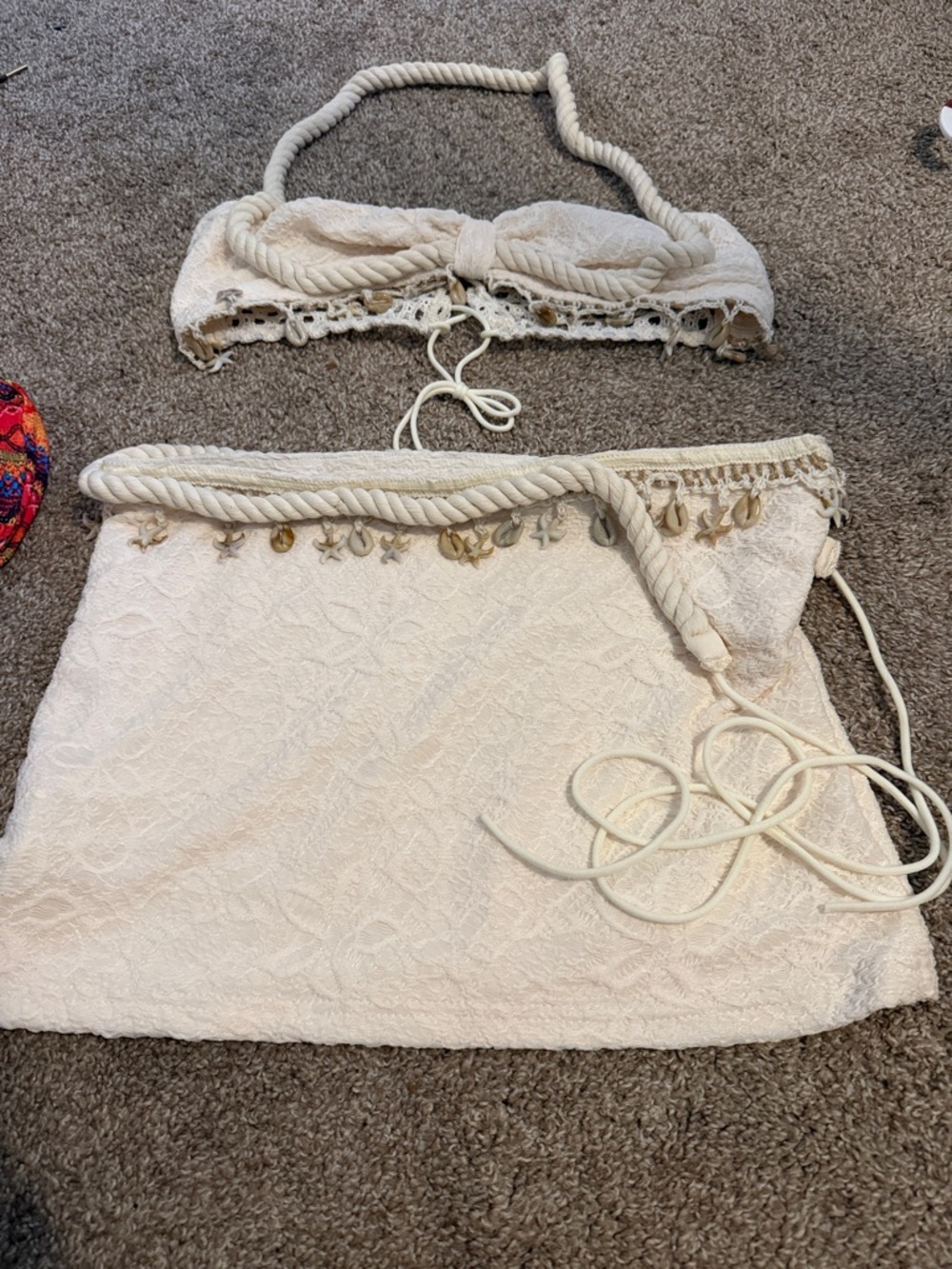 Ivory Beach Two-Piece Rope Trim Bikini Set